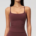 Women's Yoga Tank Top with Built-In Bra | Gym Running Vest Yoga Tank Top Qme Wine stain red L