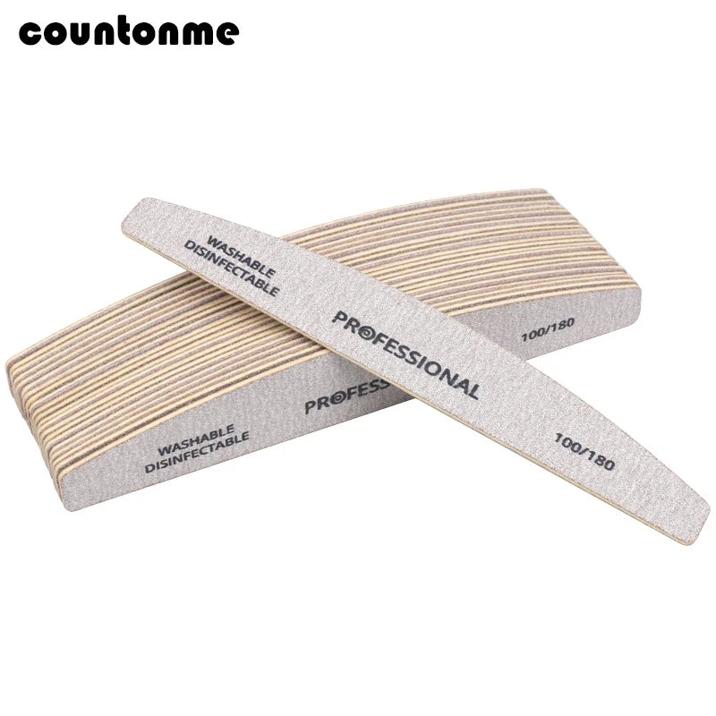 Professional Wooden Nail Files & Buffer Set 100/180 Grit Nail Files & Buffer Qme