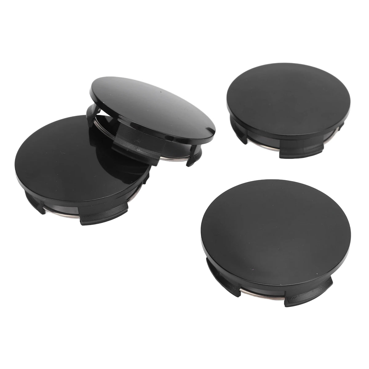 57mm Carbon Style Wheel Center Caps – Set of 4 with Clamps Wheel Center Caps Qst black