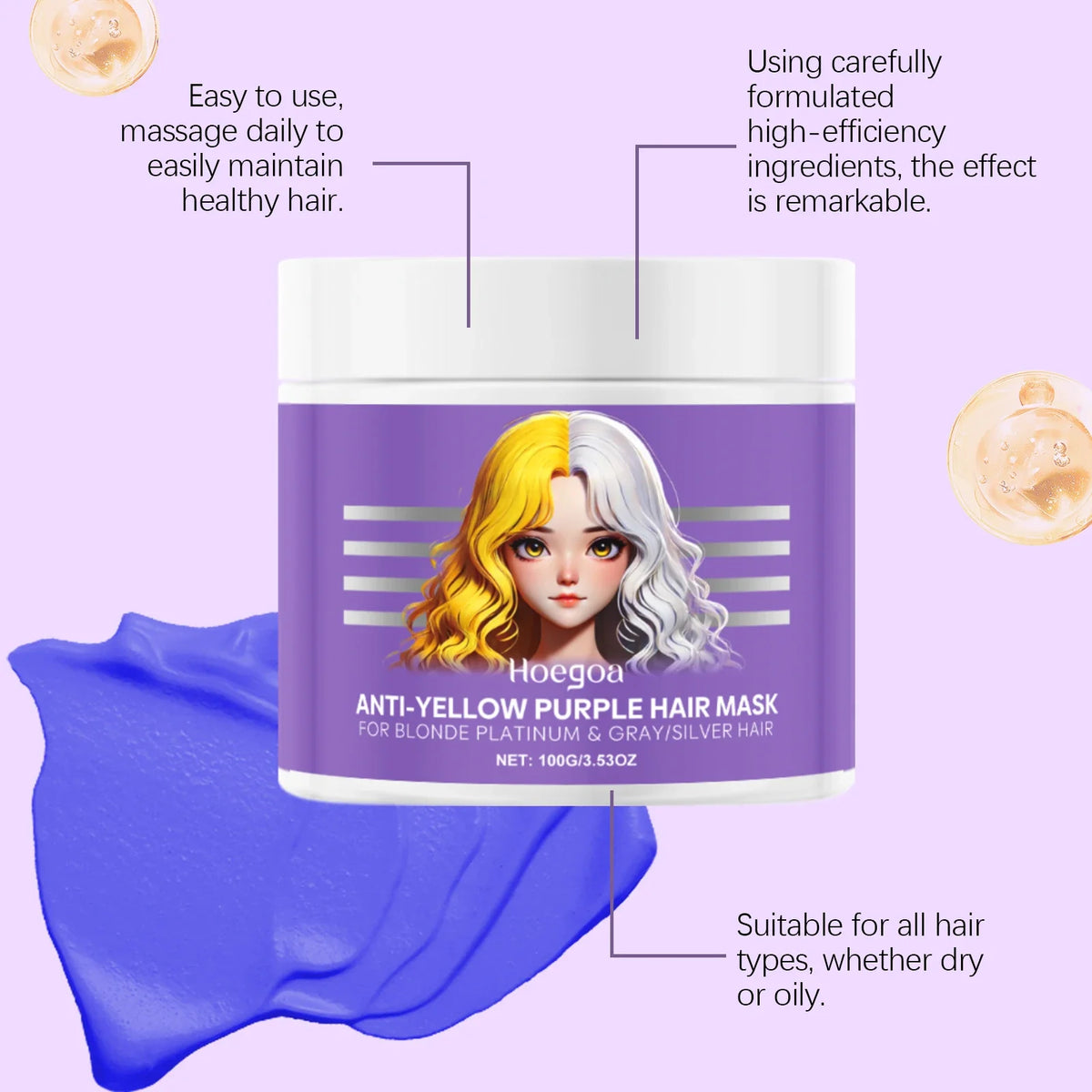 Qme Purple Hair Mask – Anti-Yellow, Deep Nourishing & Frizz Control Purple Hair Mask Qme