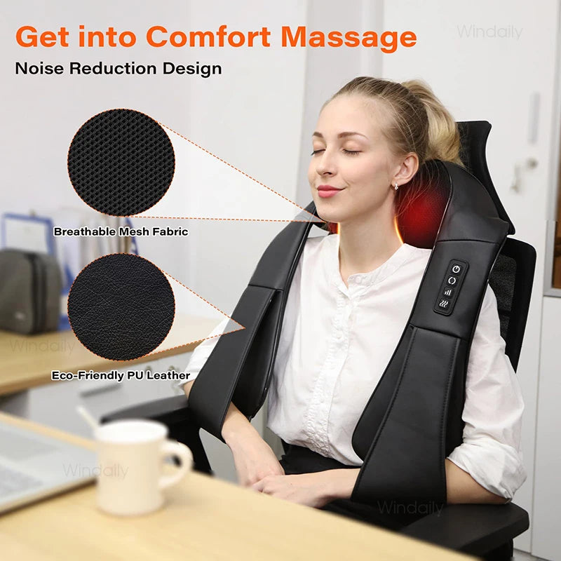 4D Shiatsu Neck & Shoulder Massager with Heat | Home & Car Shiatsu Massager Qst