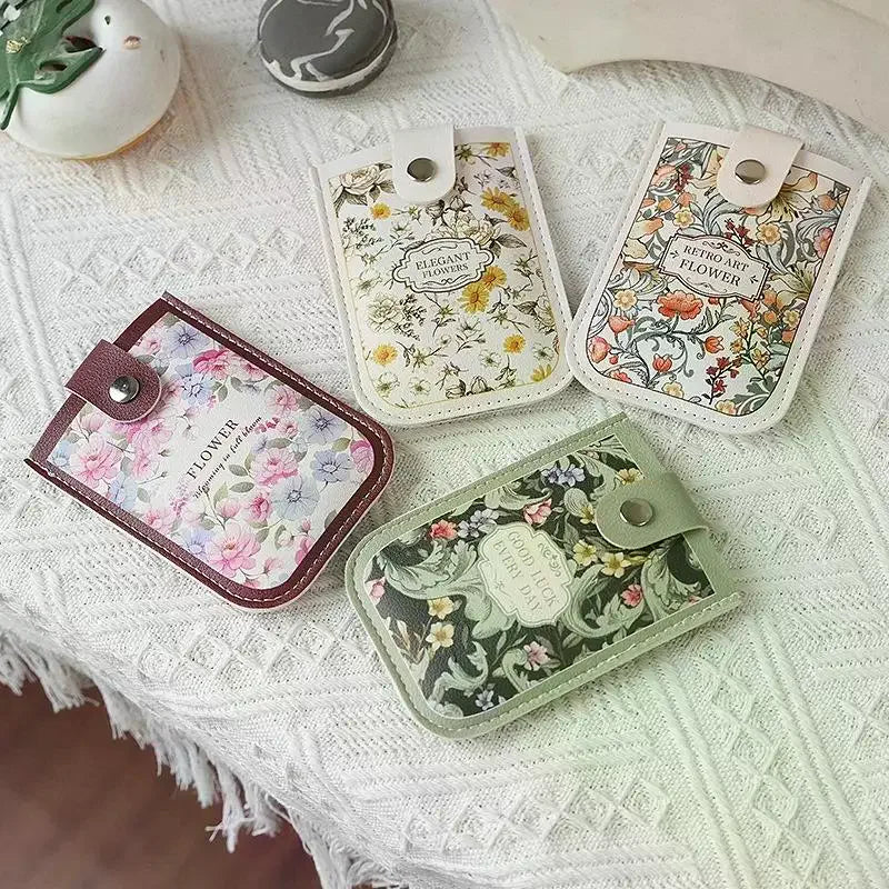 Slim Pull-Out Card Holder Wallet – Floral PVC, Multi-Slot Card Holder Wallet Qme