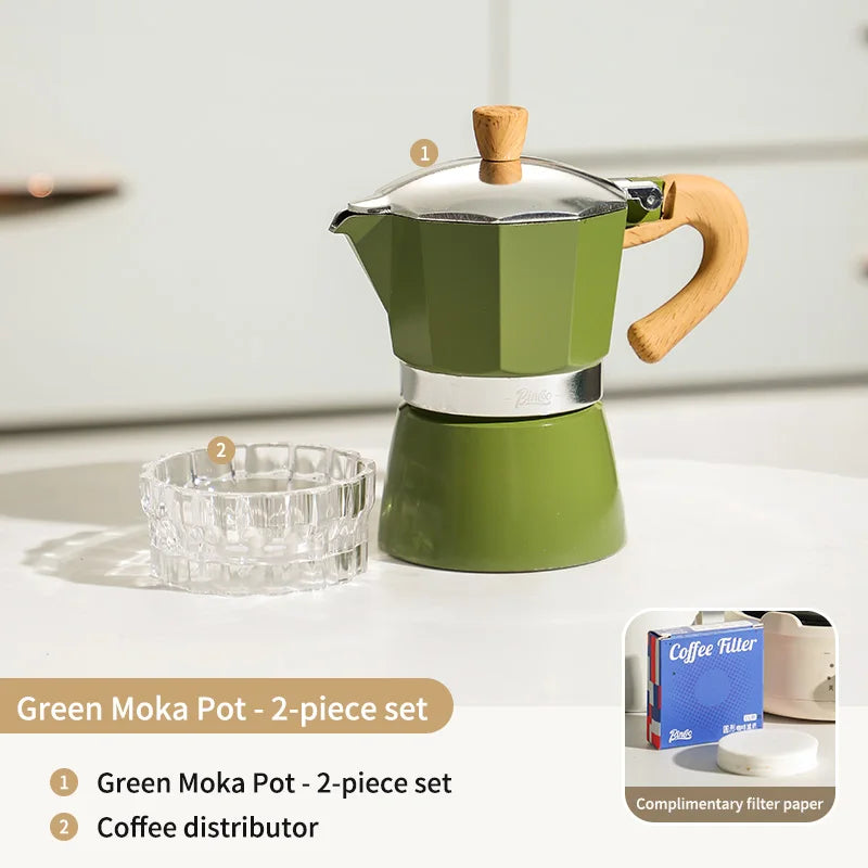 Bincoo Classic Aluminum Moka Pot – Italian Stovetop Espresso Maker Stovetop Espresso Maker Qst green