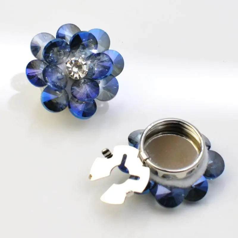 Rhinestone Flower Button Covers Cufflinks for Women – 10 Colors Button Cover Cufflinks Qme style 2
