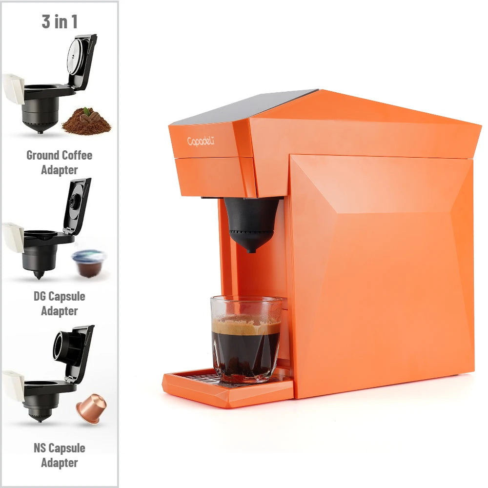 RECAFIMIL 3-in-1 Capsule Coffee Machine | Hot & Cold Espresso Capsule Coffee Machine Qst Orange 220V-240V EU Plug