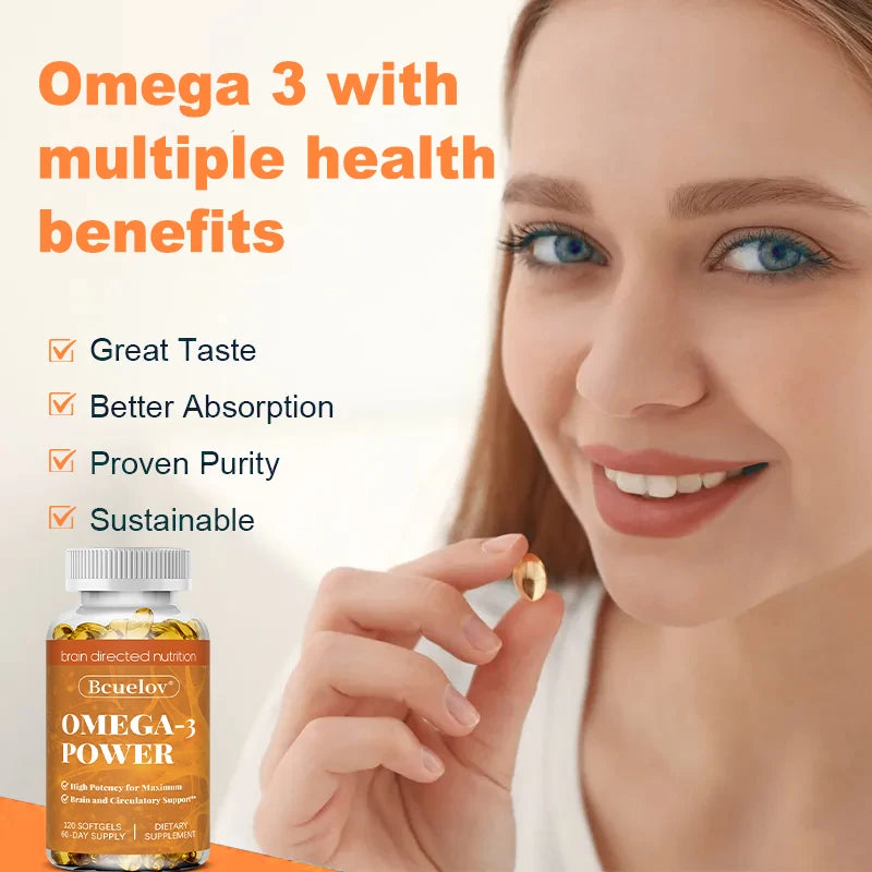 Omega-3 Fish Oil – High-Potency EPA & DHA, Non-GMO, Gluten-Free Omega-3 Supplement Qst