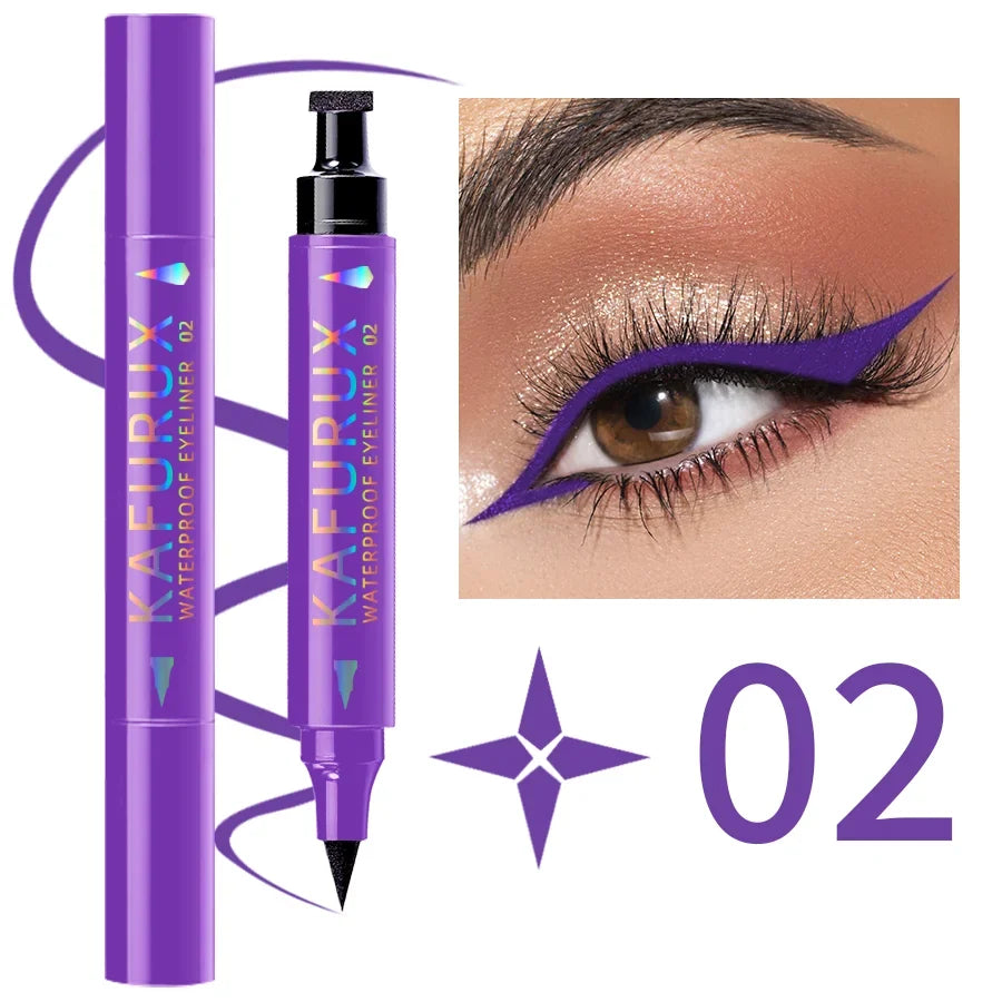 Double Head Star Stamp Waterproof Eyeliner Pen – 3 Colors Stamp Eyeliner Pen Qme 02