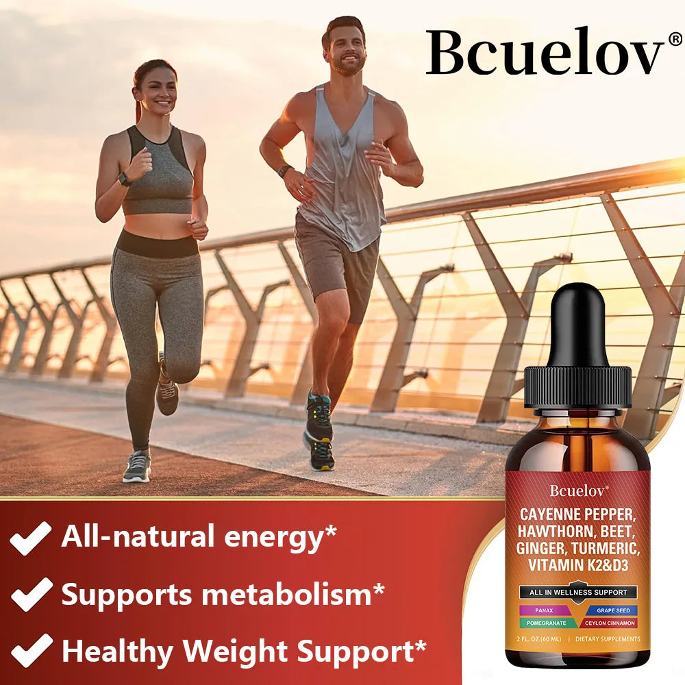 Cayenne Pepper Liquid Drops – D3 K2, Turmeric & Ginseng Herbal Liquid Supplement Qst