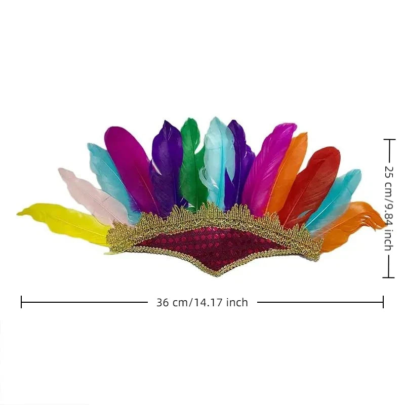 Feathered Headdress Headband – Stage & Festival Costume Costume Headband Qst