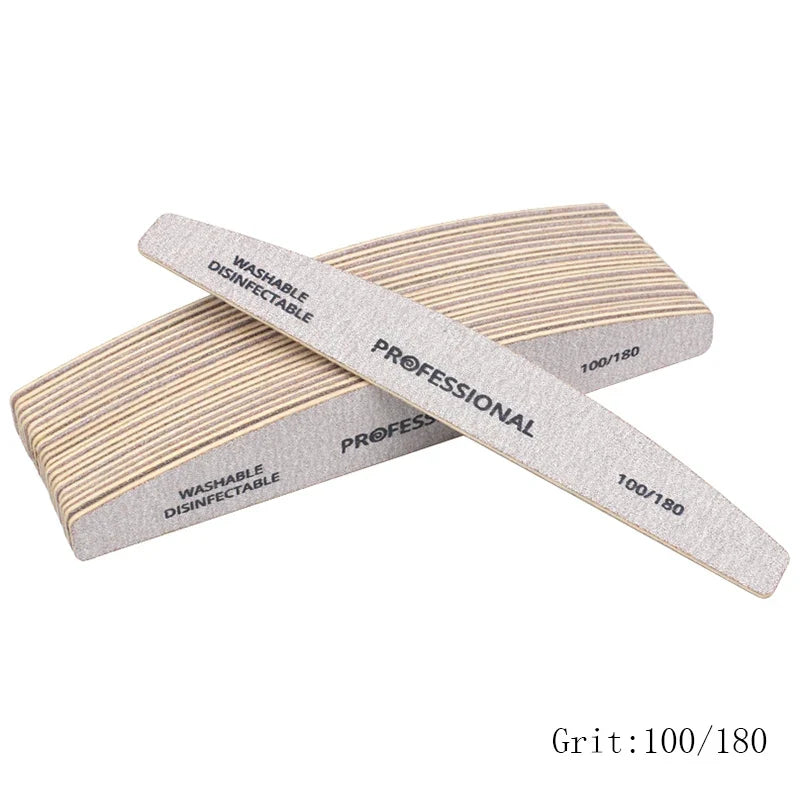 Professional Wooden Nail Files & Buffer Set 100/180 Grit Nail Files & Buffer Qme 100 180