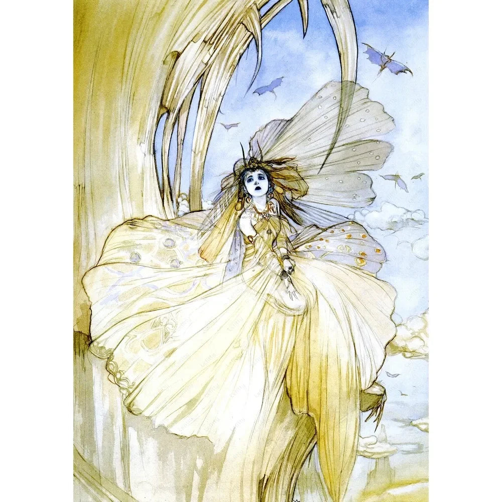 Yoshitaka Amano Final Fantasy Canvas Wall Art Poster Print Canvas Art Print Qst 1 20x30cm Unframed