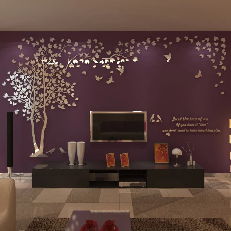 3D Acrylic Tree Wall Decal Stickers – Self-Adhesive Home Decor Wall Decal Stickers Qme