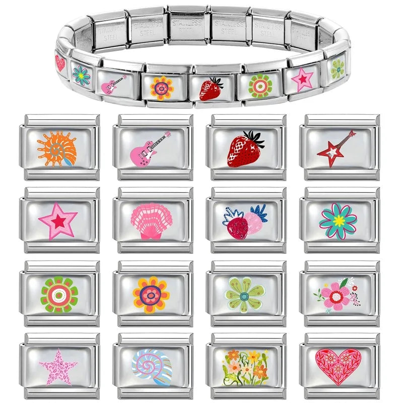 Fashion Pattern Bead Charms for Italian Charm Bracelets – 32 Colors Bracelet Charm Qme