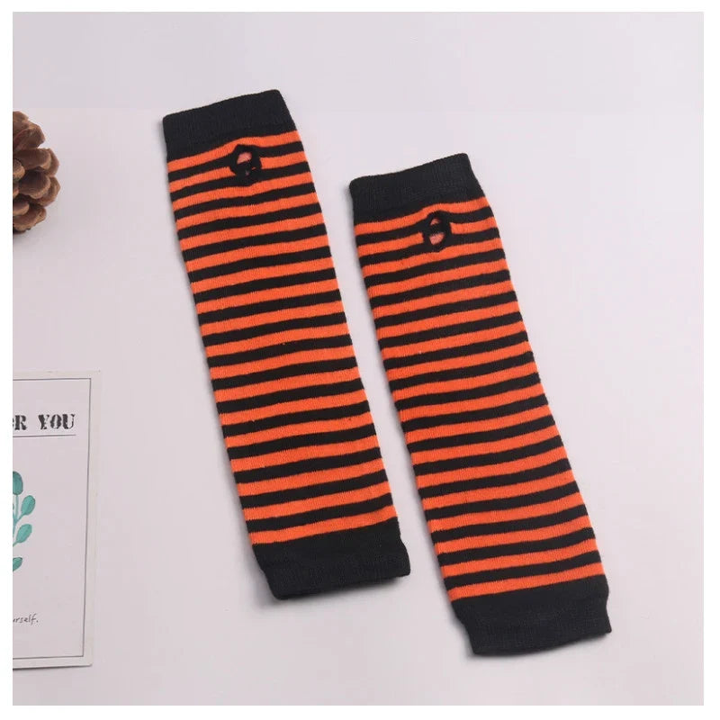 Women's Striped Knitted Elbow Gloves – Long Arm Warmers Knitted Arm Warmers Qme SB827 Length -32cm