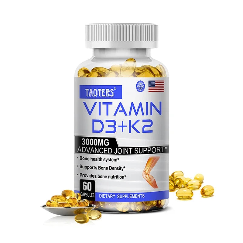 TAOTERS Vitamin D3+K2 Softgels – Bone & Immune Support Vitamin Supplement Qst 60 count-1 bottle