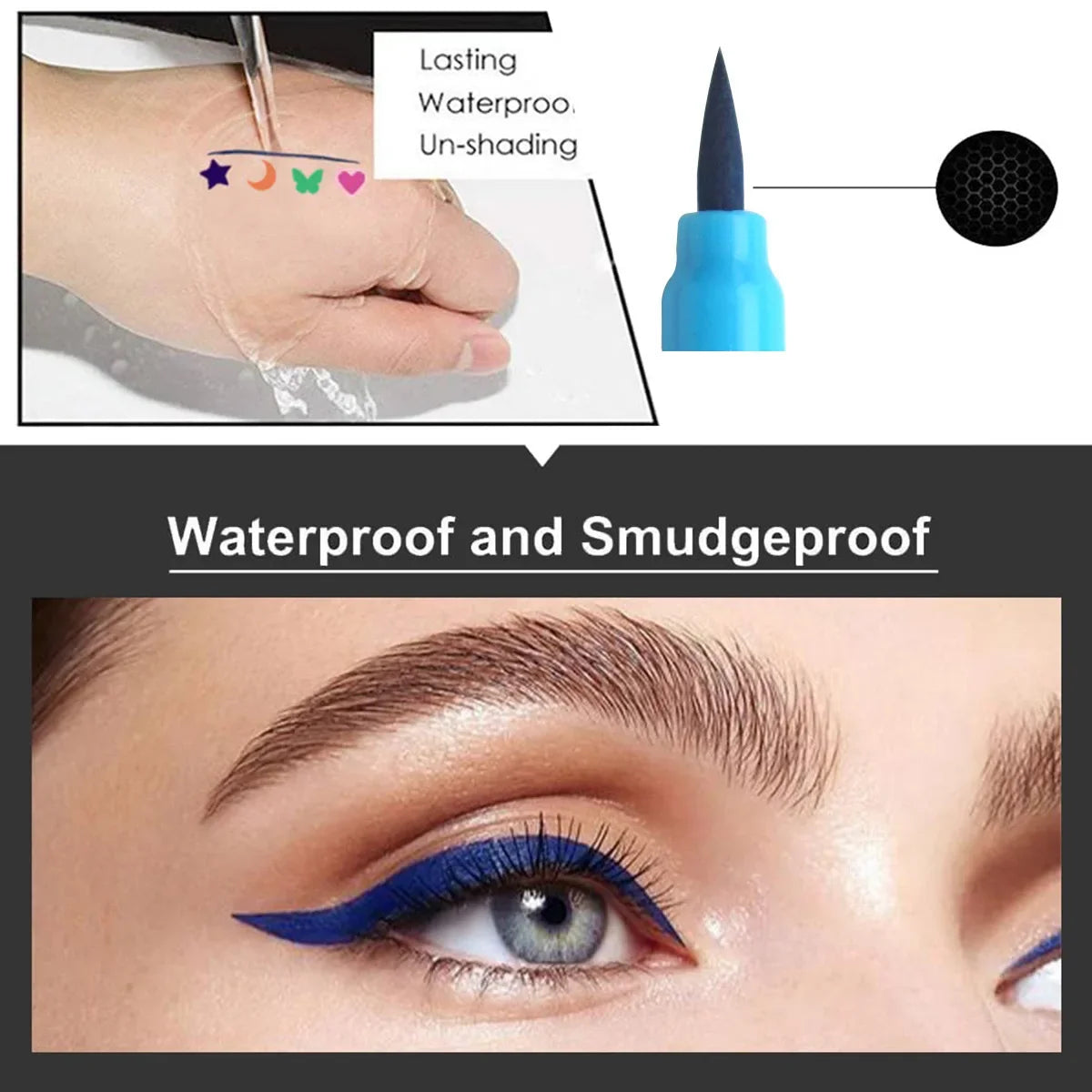 Dual-Ended Stamp Eyeliner Waterproof 4-Color Set | Qme Stamp Eyeliner Pen Qme