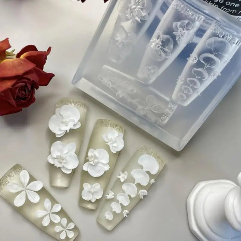 3D Silicone Orchid Flower Nail Mold – DIY Nail Art Template Silicone Nail Mold Qme