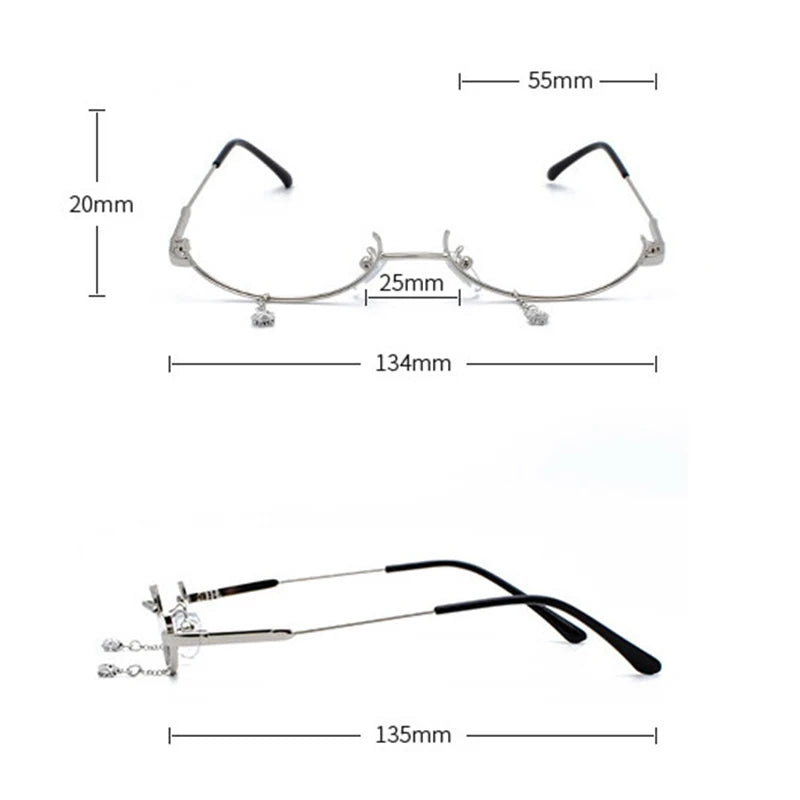 Women's Half Frame Decorative Glasses – No Lens Alloy Decorative Glasses Frame Qst