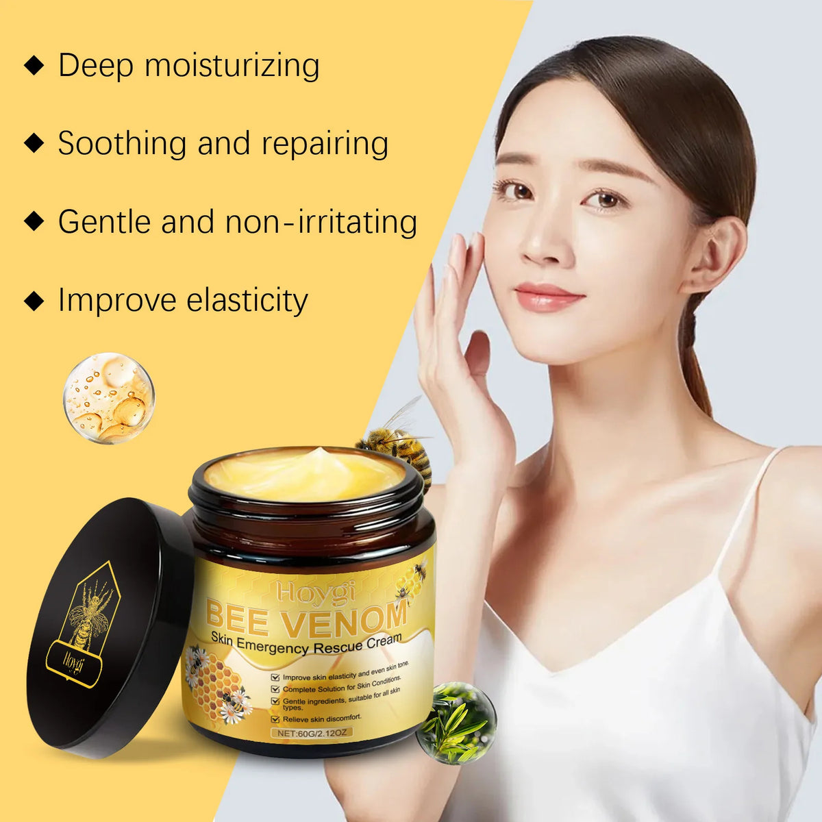 Hoygi Bee Venom Cream – Deep Moisturizing Skin Barrier Cream Moisturizing Body Cream Qst