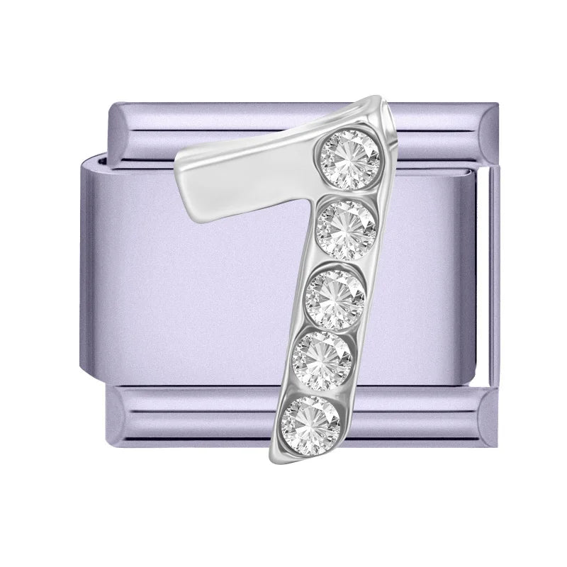 Zircon Number Italian Charm Links 0-9 | Stainless Steel DIY Italian Charm Links Qme Style 8