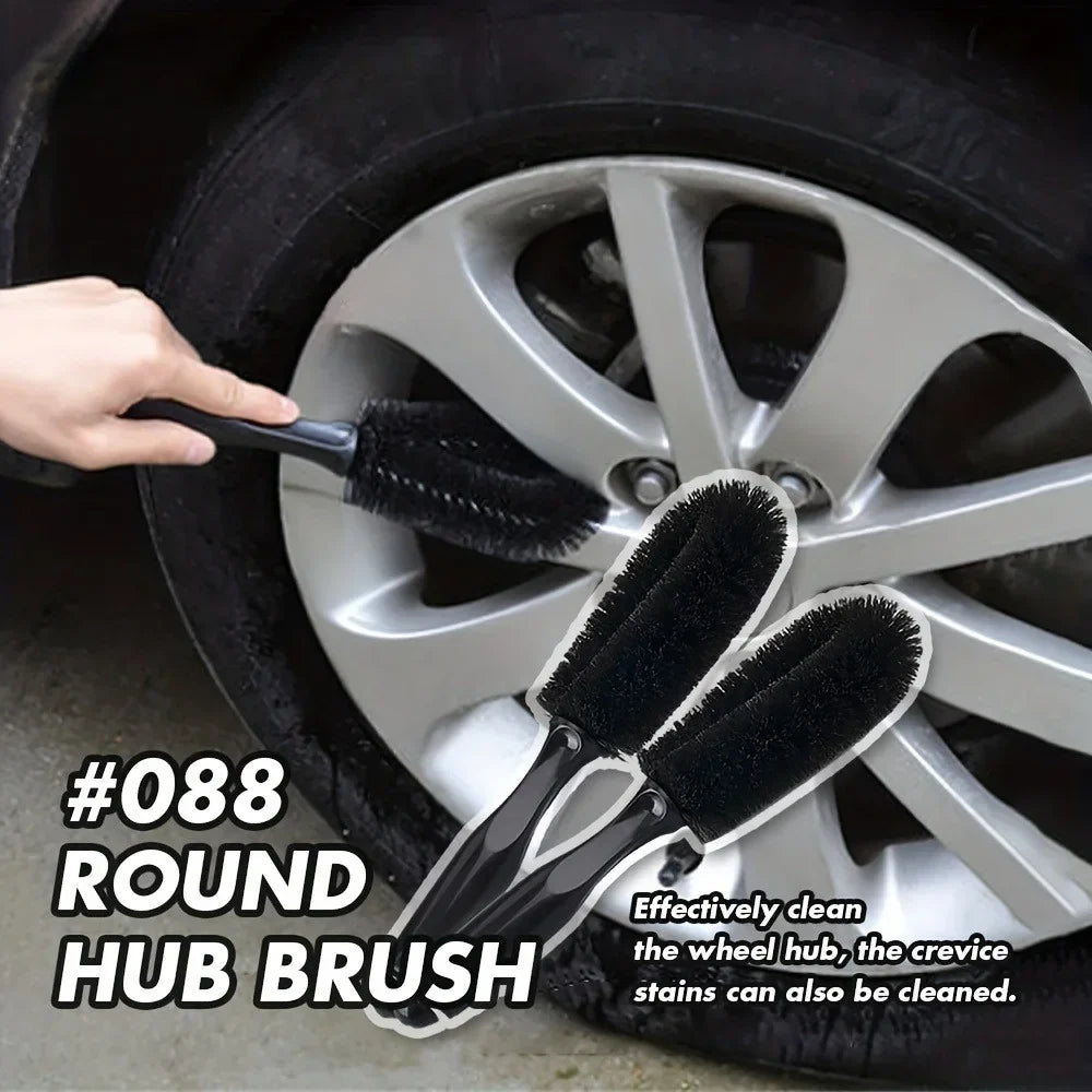 Round Head Wheel Hub Brush – Car Rim & Spoke Cleaning Tool Wheel Cleaning Brush Qme
