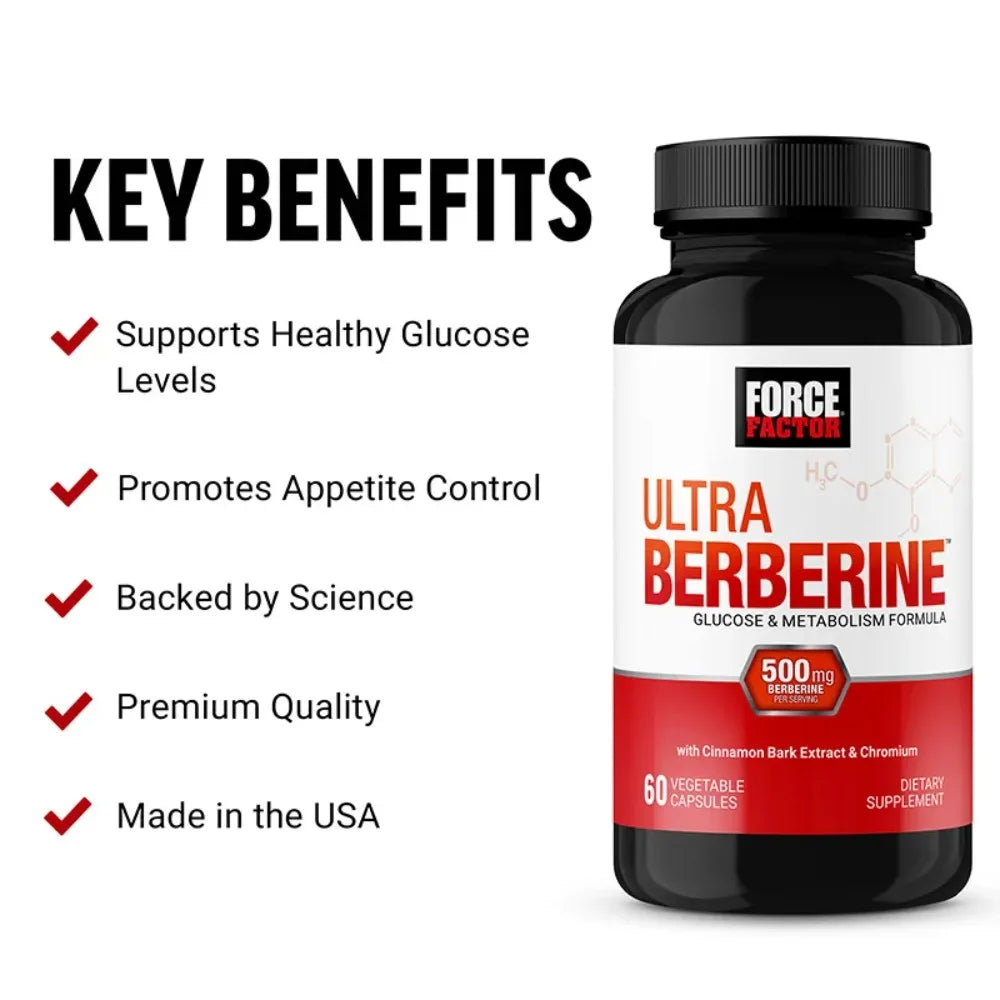 Ultra Berberine 500mg HCl, Chromium & Cinnamon Bark – 60 Caps Herbal Supplement Qst
