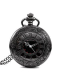 Steampunk Pocket Watch Necklace – Antique Black Roman Numerals Pocket Watch Necklace Qme black