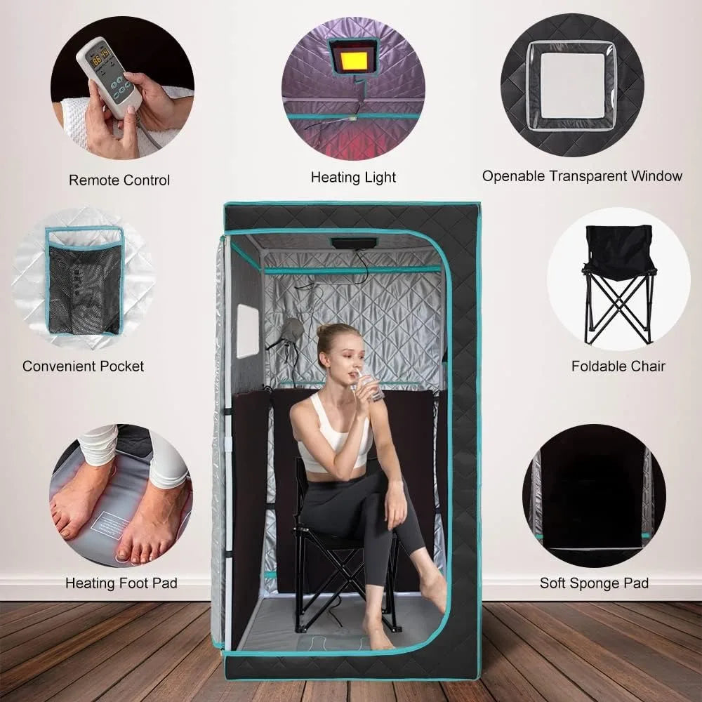 SMARTMAK Portable Infrared Sauna Box with Red Light Therapy Infrared Sauna Tent Qst