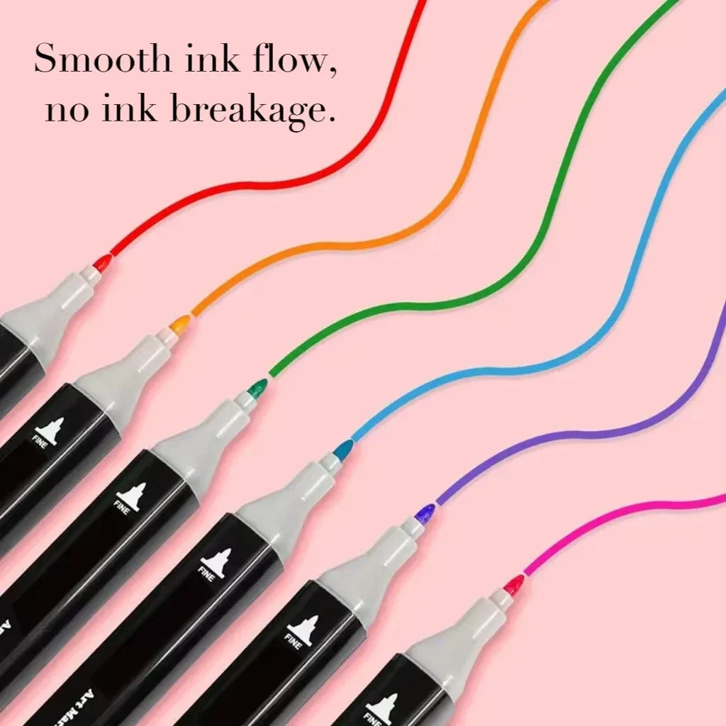 Alcohol-Based Dual Tip Art Markers – 12 Pcs Sketching Set Art Marker Set Qme
