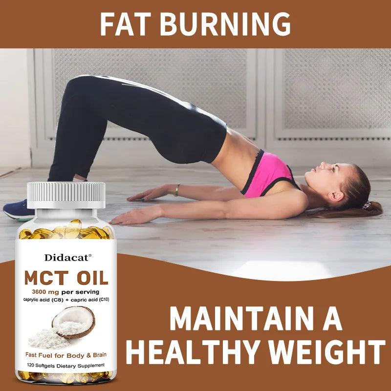 MCT Oil Capsules 3600mg – C8 & C10 Softgels, Non-GMO MCT Oil Supplement Qst