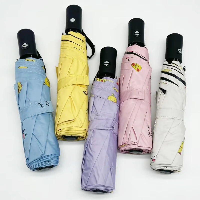 16-Rib Wind-Resistant Auto Folding Umbrella – Yellow Duck Folding Umbrella Qst