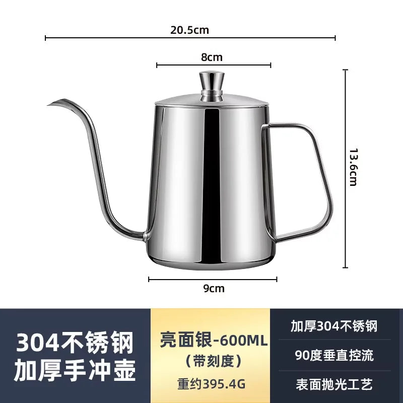 Gooseneck Pour Over Coffee Kettle 600ml – 304 Stainless Steel Gooseneck Pour Kettle Qst 600ml with lid SI