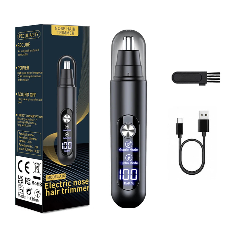 Peicon Mini Rechargeable Nose & Ear Hair Trimmer for Men Nose Hair Trimmer Qst BLACK