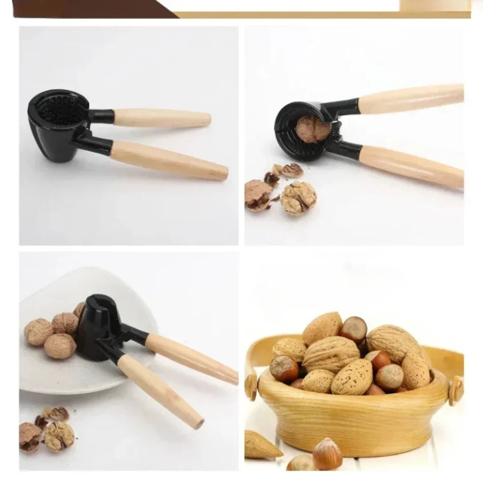 Heavy Duty Aluminum Nutcracker with Wood Handles Manual Nutcracker Qme
