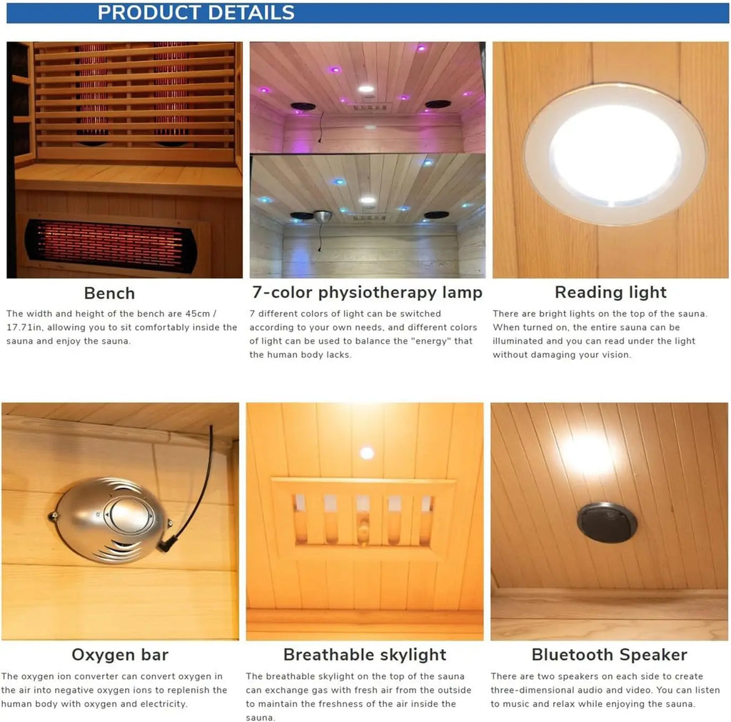 SMARTMAK 1-Person Indoor Infrared Sauna – Canadian Hemlock 1350W Indoor Infrared Sauna Qst