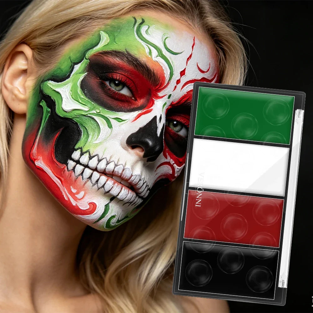4-Color Oil-Based Face & Body Paint Palette – Waterproof Face & Body Paint Qme