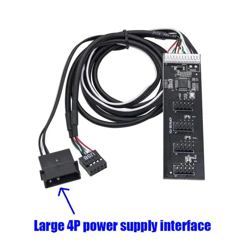 9-Pin to 8-Port USB 2.0 Hub Riser Card – Quad Splitter USB Hub Riser Card Qme A2 4P