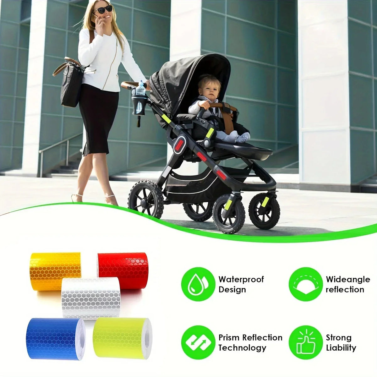 5m Reflective PVC Bicycle Wheel Tape Sticker – 5 Colors Reflective Bike Tape Qme