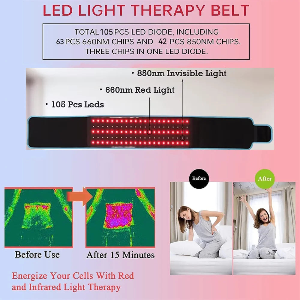 Red & Infrared Light Therapy Wrap Belt 660nm 850nm + Timer Light Therapy Wrap Qst