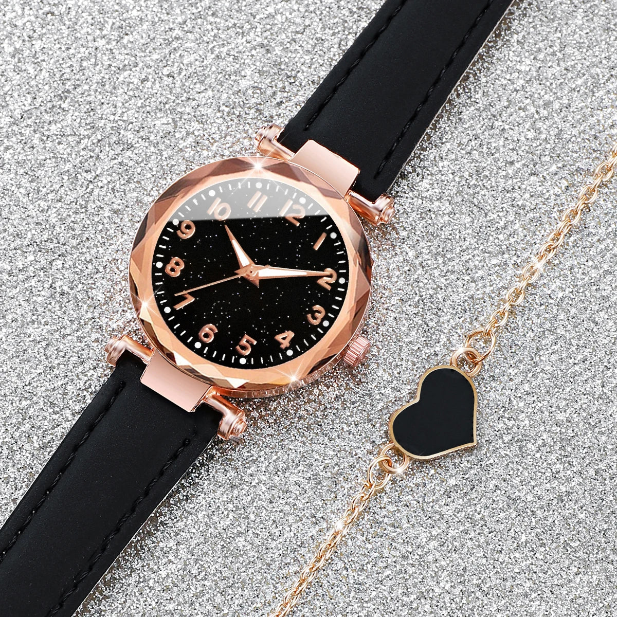 Frosted Digital Women's Watch – Starry Night LED Belt Watch Digital Wristwatch Qme