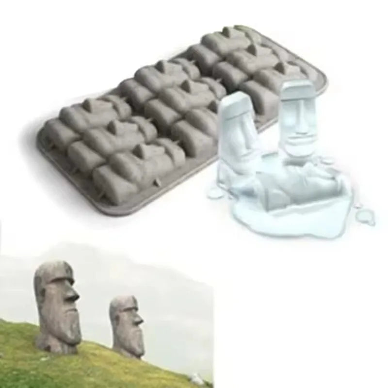 Moai Stone Face Silicone Ice Cube Mold – Whiskey & Cocktail Tray Silicone Ice Cube Mold Qme