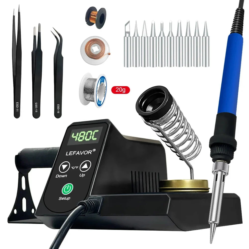 60W Digital Soldering Iron Station – LED Display & PID Control Soldering Iron Station Qme SET2 110V US plug