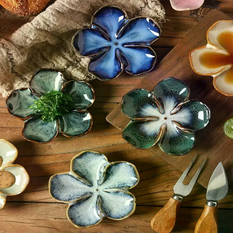 Ceramic Flower Dipping Sauce Dish – 13 Colors | Kiln Glaze Ceramic Dipping Dish Qme