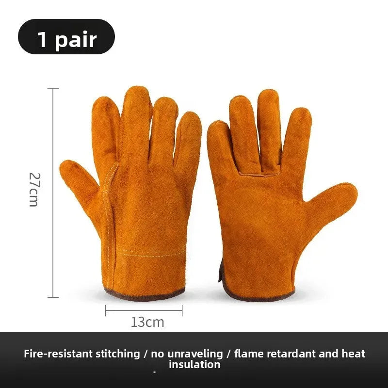 2 Pairs Cowhide Welding Gloves – Heat Resistant Work Gloves Welding Work Gloves Qme