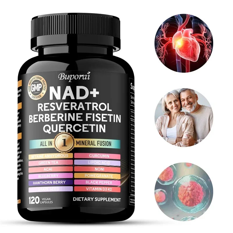 NAD+ Resveratrol Berberine 18-in-1 Supplement | Cellular Wellness Dietary Supplement Qst