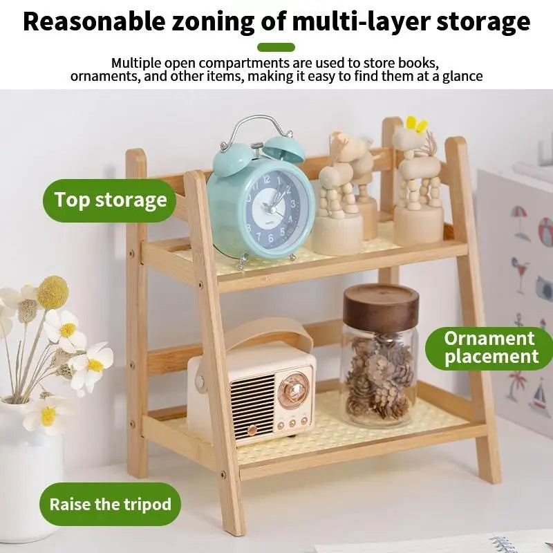 Bamboo Desktop Storage Rack – Removable Balcony & Office Organizer Bamboo Storage Rack Qme