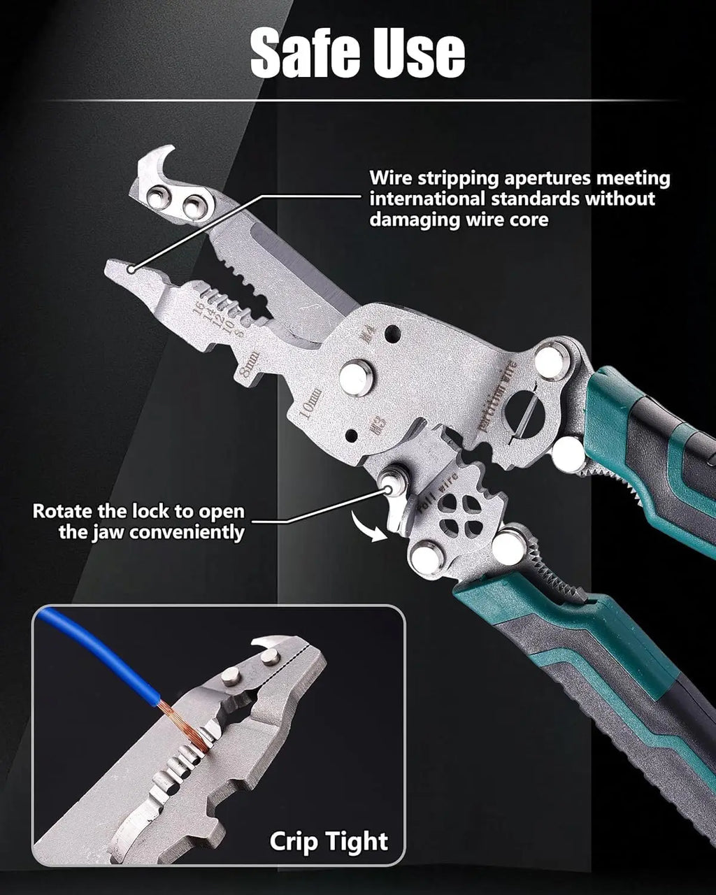 18-in-1 Foldable Wire Stripper Crimper & Cable Cutter Pliers Multi-Tool Pliers Qme