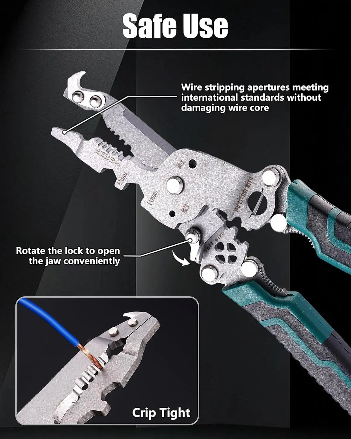 18-in-1 Foldable Wire Stripper Crimper & Cable Cutter Pliers Multi-Tool Pliers Qme