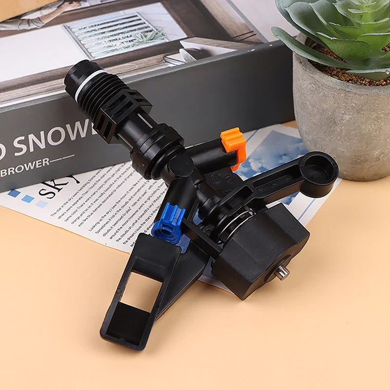 360° Auto-Rotate Lawn Sprinkler – Dual Nozzle Garden Irrigator Rotating Garden Sprinkler Qme Black