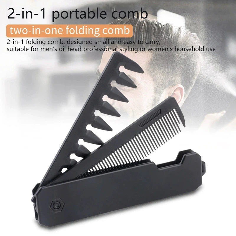 2-in-1 Folding Pocket Comb – Wide & Fine Tooth Hair & Beard Folding Hair Comb Qst